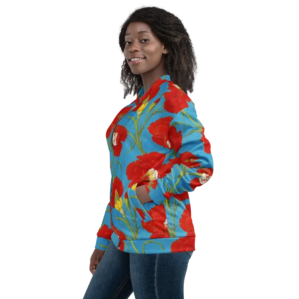 Scarlet Carnation on Bomber Jacket — Left