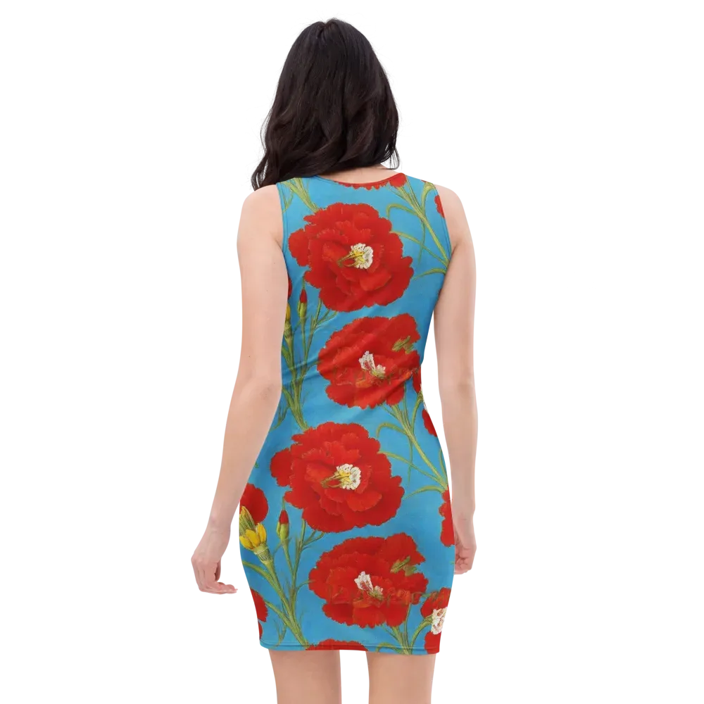 Scarlet Carnation on Bodycon Dress — Back