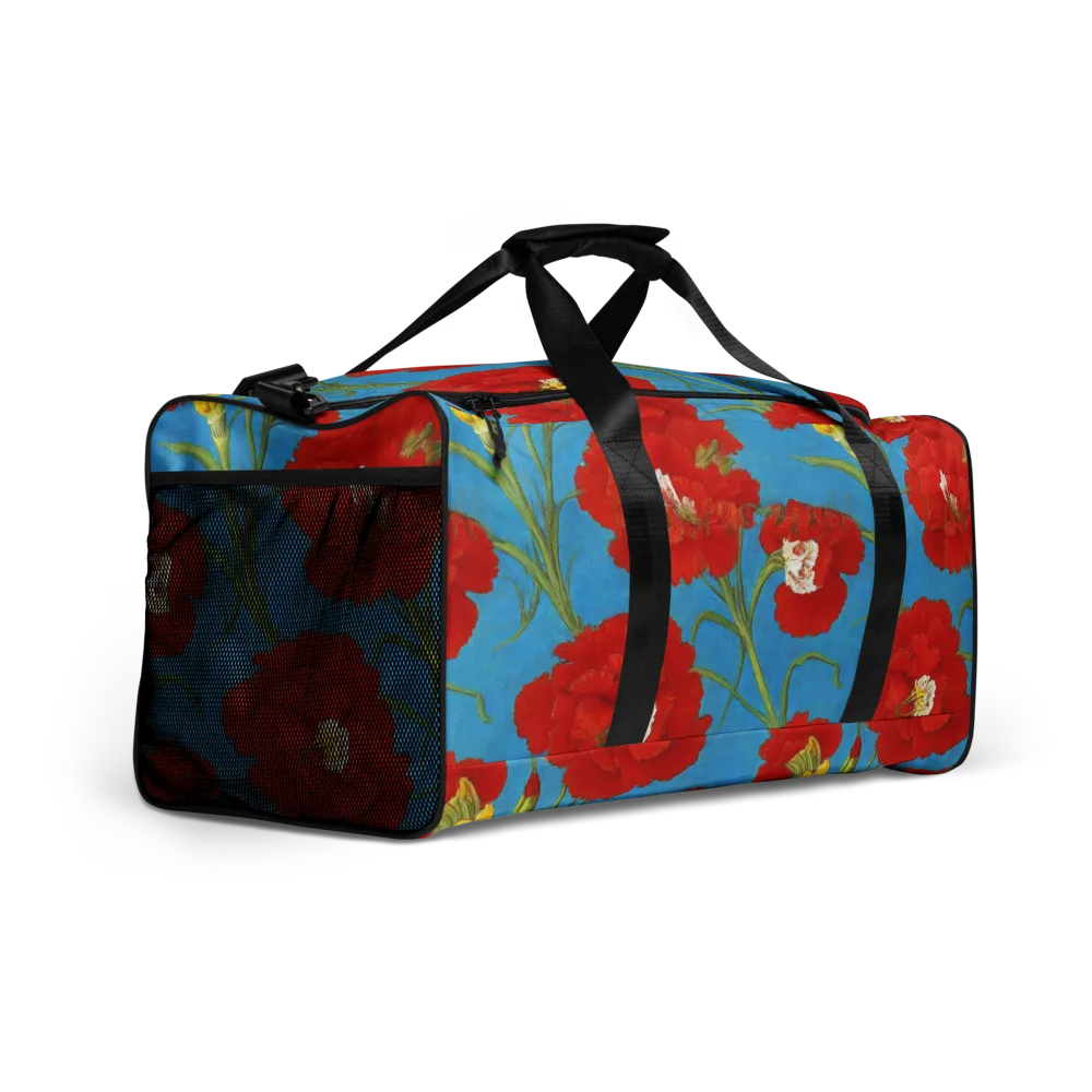 Scarlet Carnation on Duffle Bag — Right Front