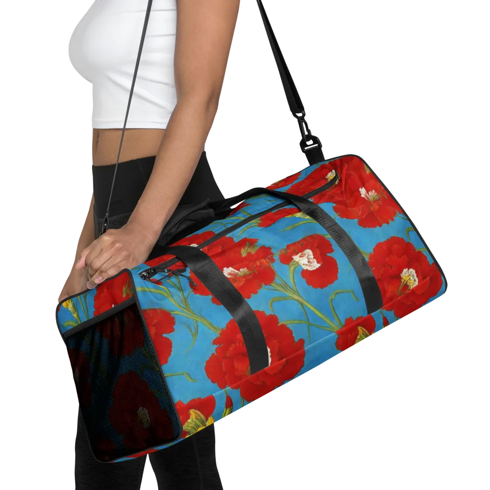 Scarlet Carnation on Duffle Bag — Front
