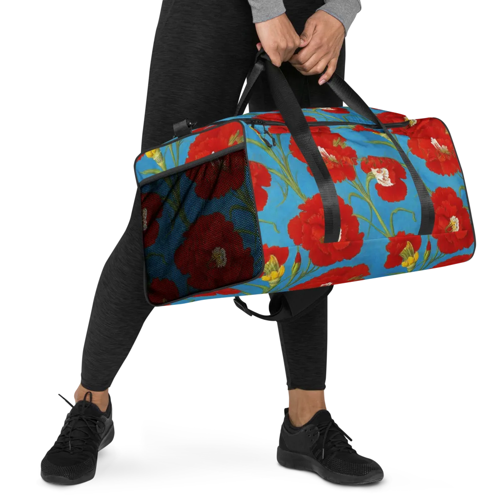 Scarlet Carnation on Duffle Bag — Right Front