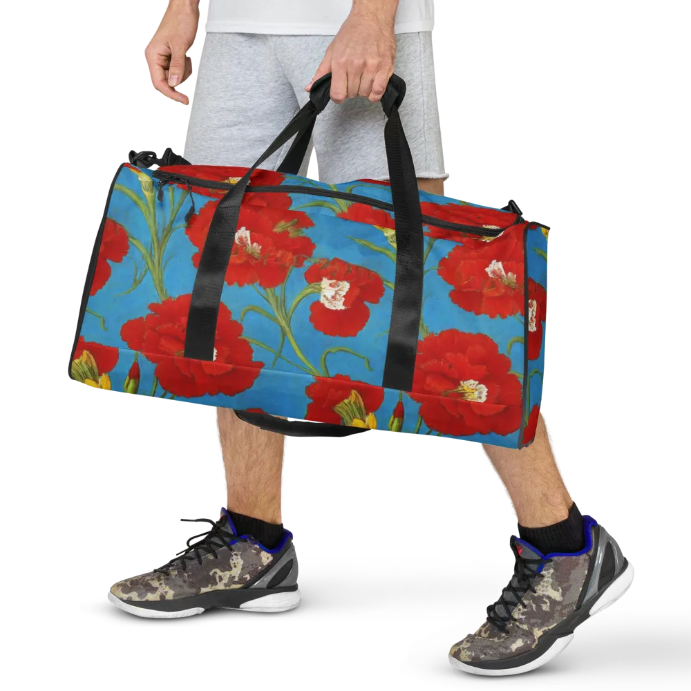 Scarlet Carnation on Duffle Bag — Front