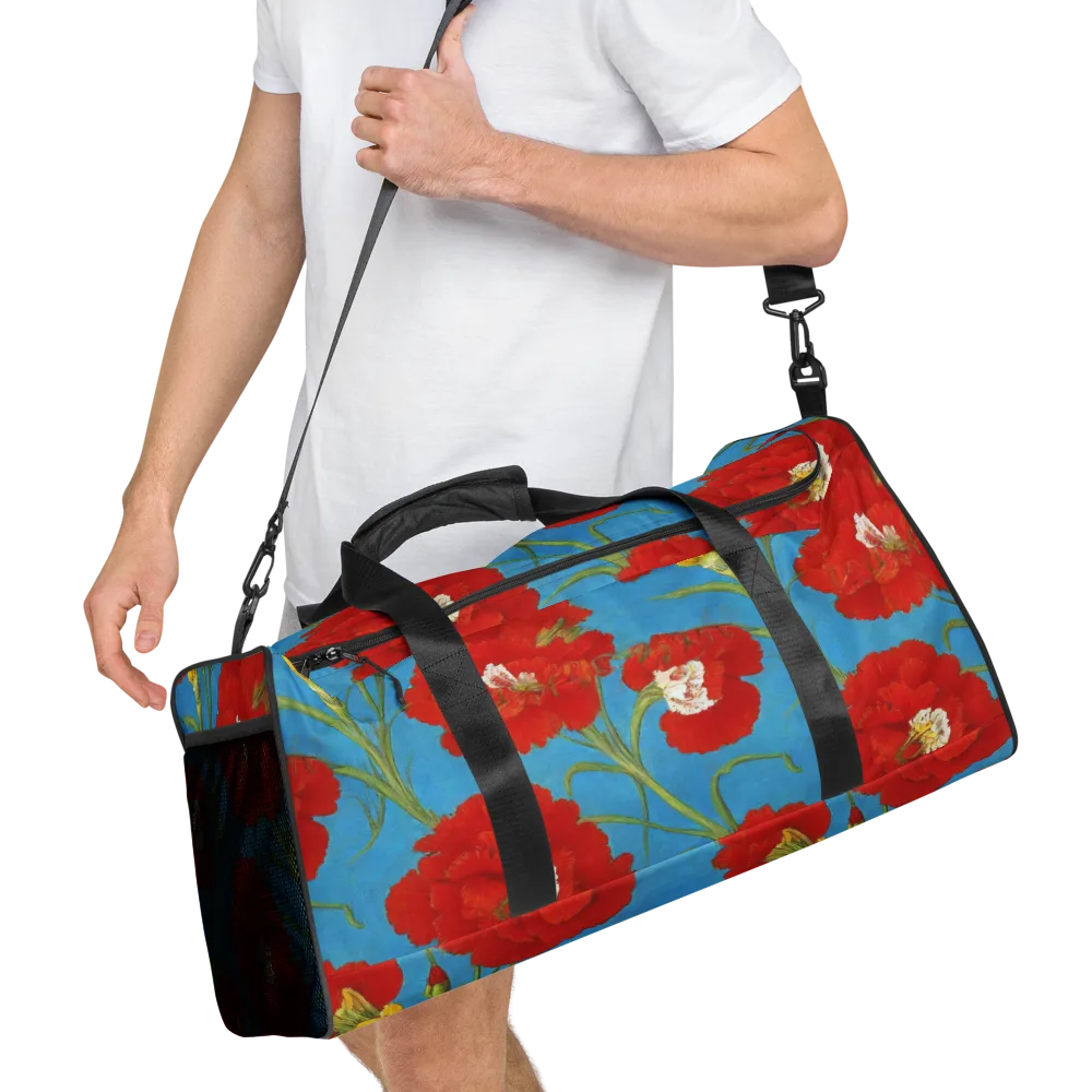 Scarlet Carnation on Duffle Bag — Right Front