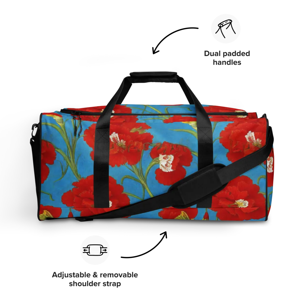 Scarlet Carnation on Duffle Bag — Front