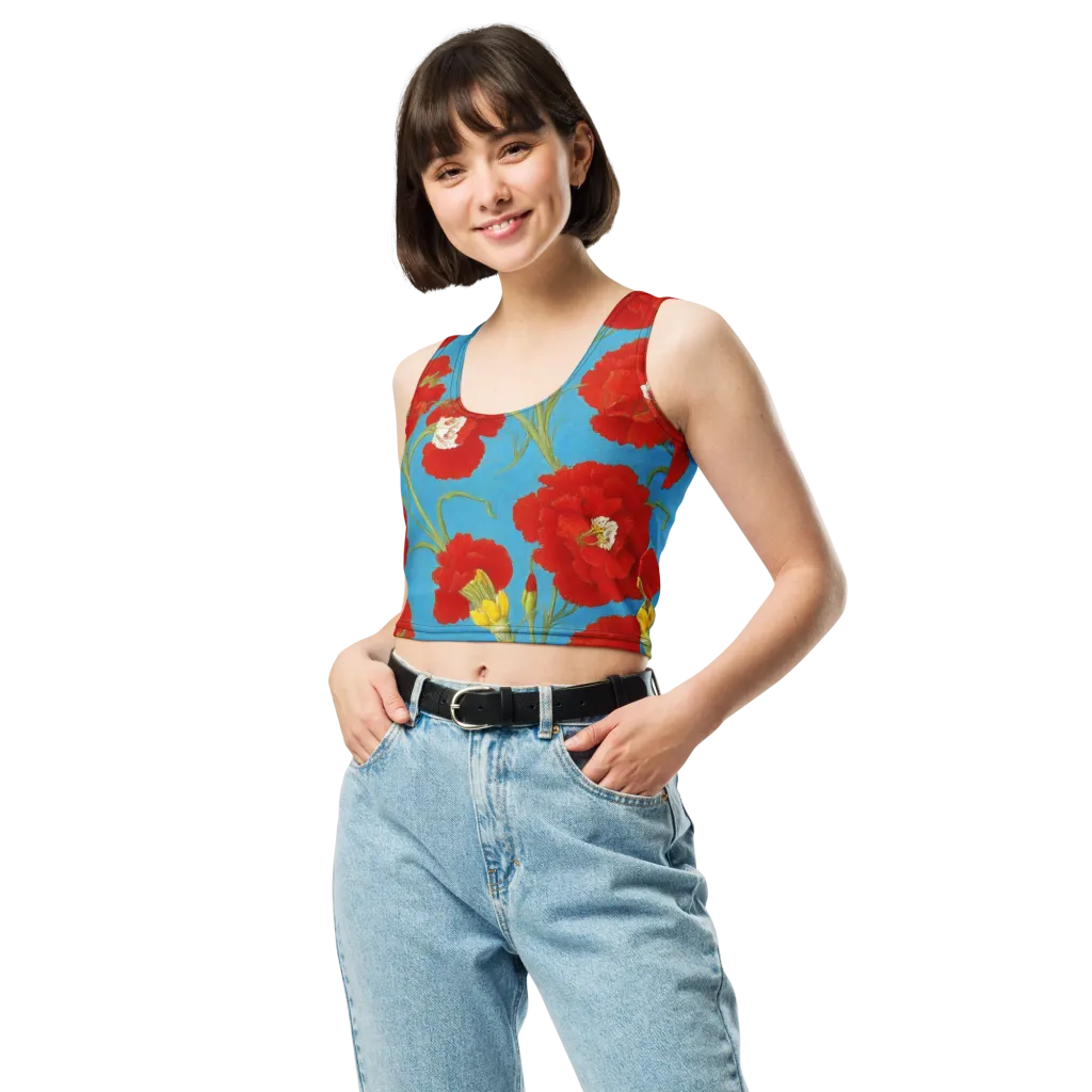 Scarlet Carnation on Crop Top — Front