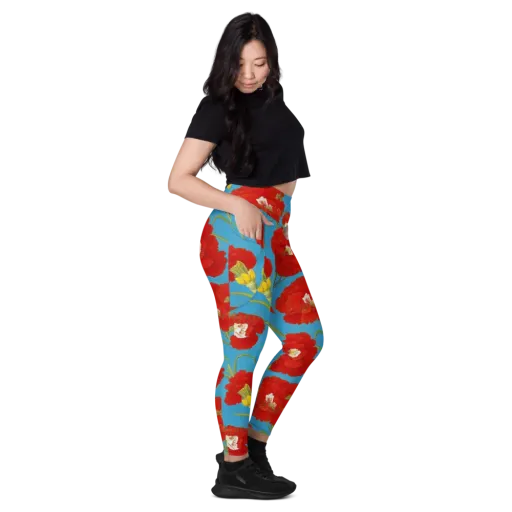 Scarlet Carnation on a Leggings with Pockets