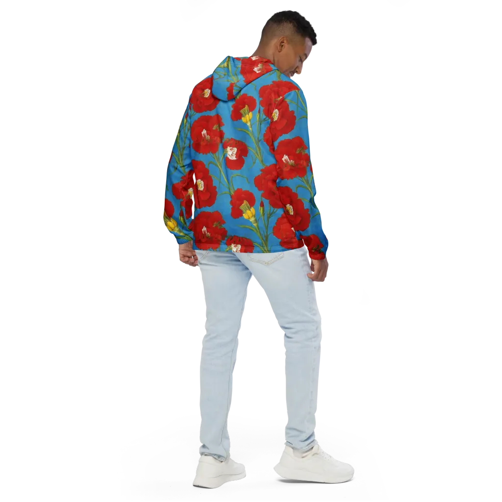 Scarlet Carnation on Men's Windbreaker — Back