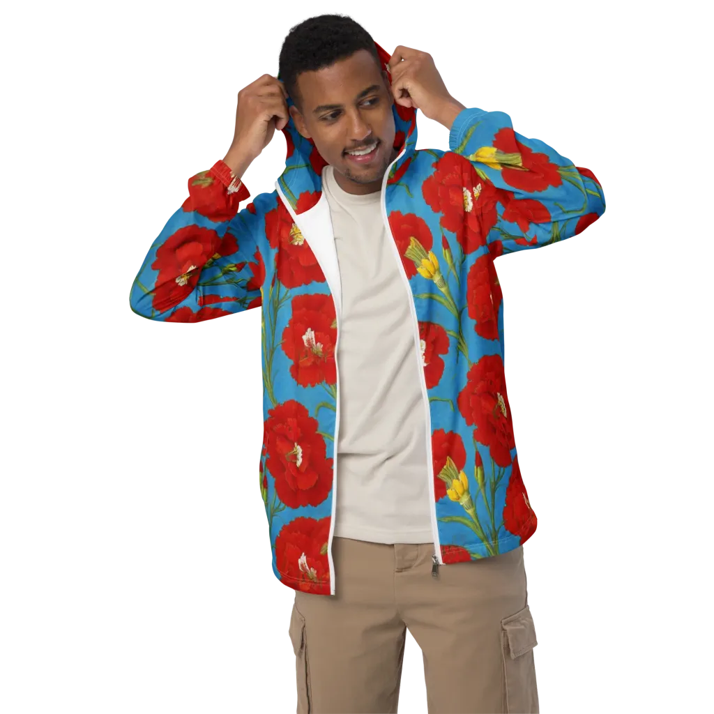 Scarlet Carnation on Men's Windbreaker — Front