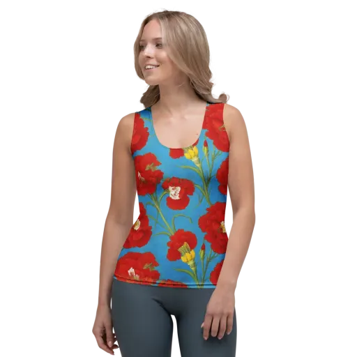 Scarlet Carnation on a Women's Tank Top