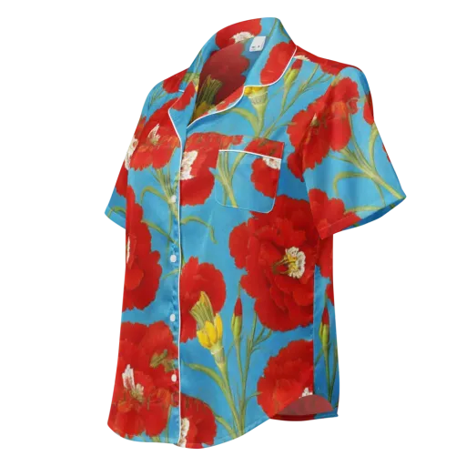 Scarlet Carnation on a Women's Short Sleeve Pajama Top