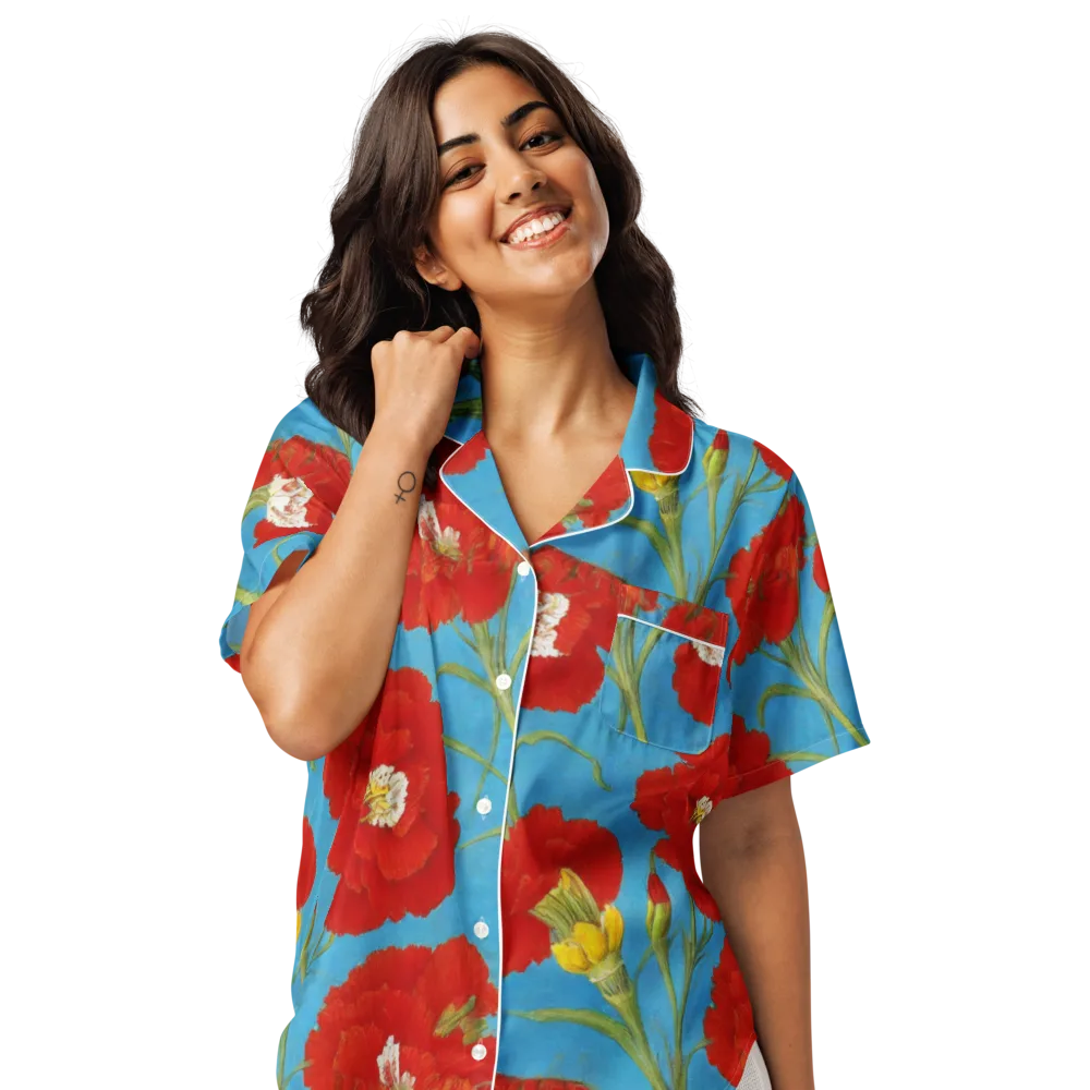 Scarlet Carnation on Women's Short Sleeve Pajama Top — Front