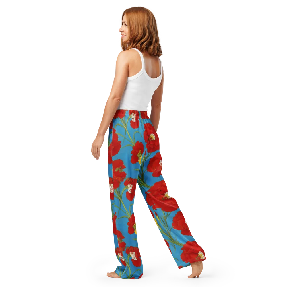 Scarlet Carnation on Women's Pajama Pants — Back