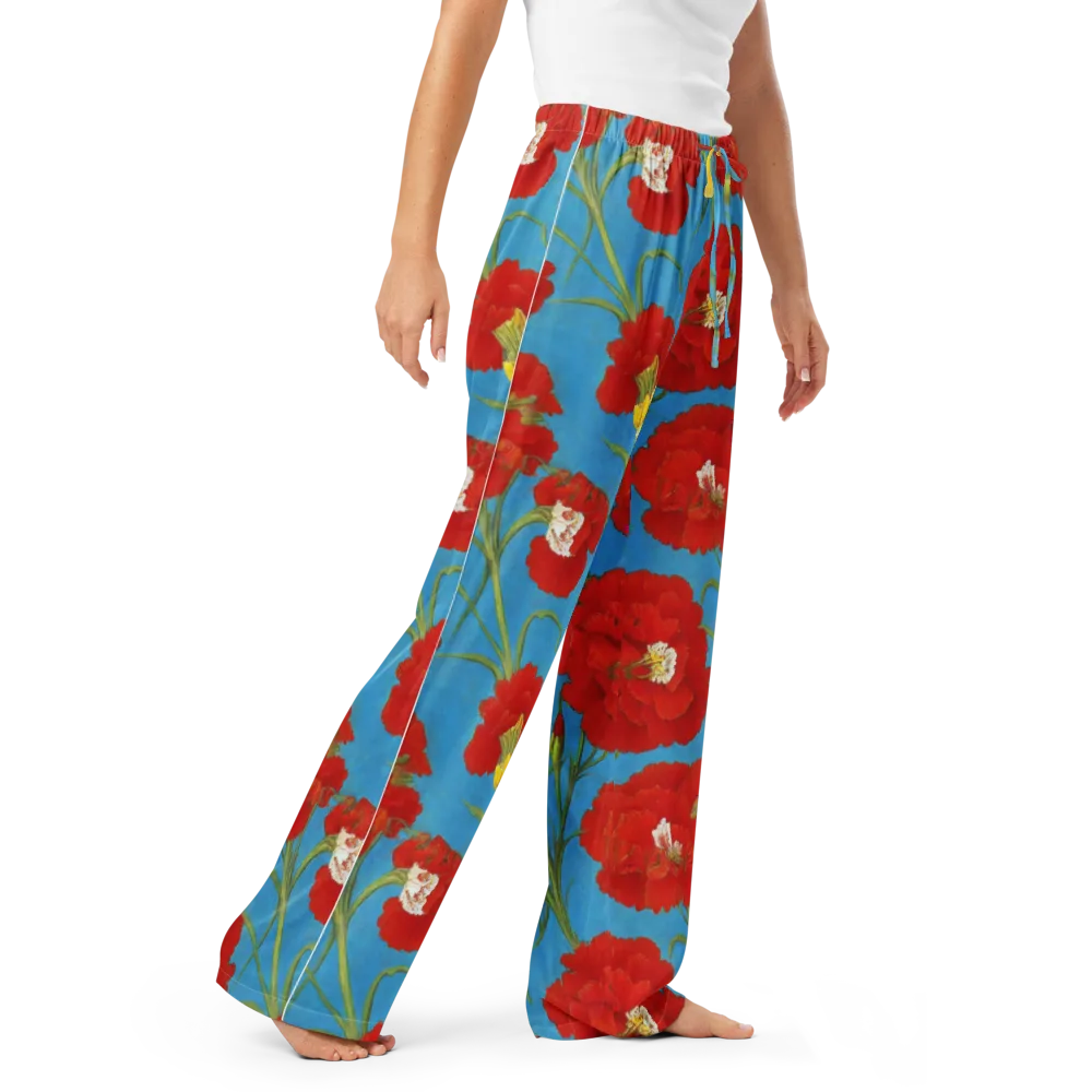 Scarlet Carnation on Women's Pajama Pants — Right Front