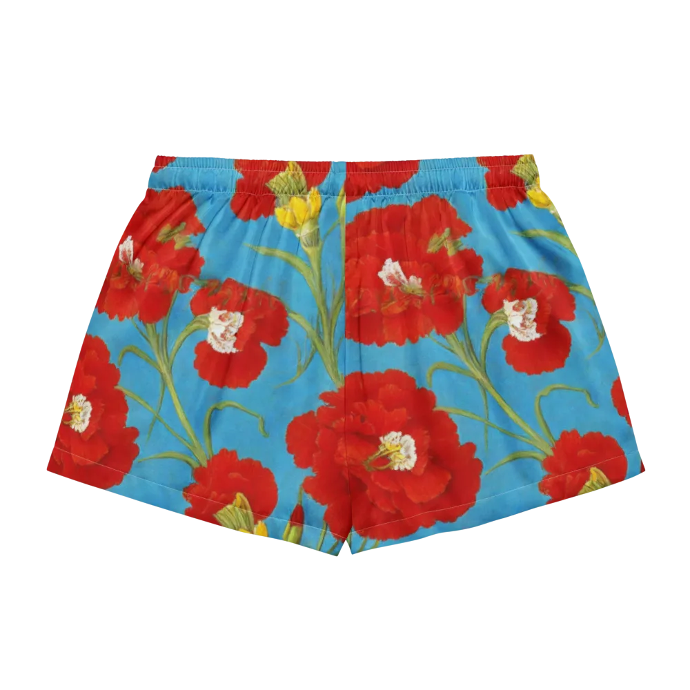 Scarlet Carnation on Women's Pajama Shorts — Back