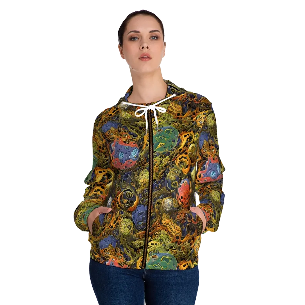 Chromatic Cauldron on Women's Full-Zip Hoodie — Front On Person