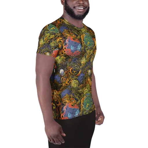 Chromatic Cauldron on a Men's Athletic T-Shirt