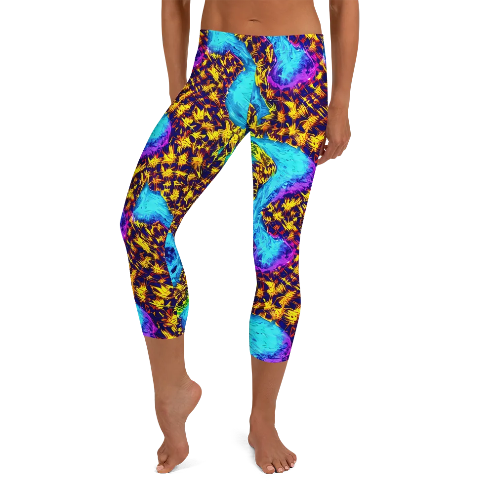 Wildfire Waters on Capri Leggings — Front