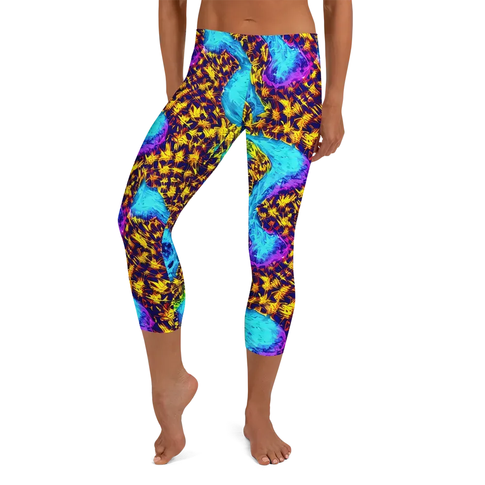 Wildfire Waters on Capri Leggings — Front