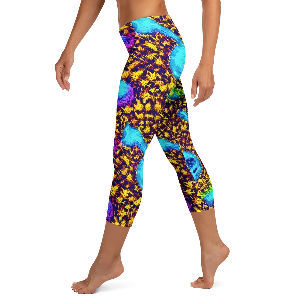 Wildfire Waters on Capri Leggings — Left