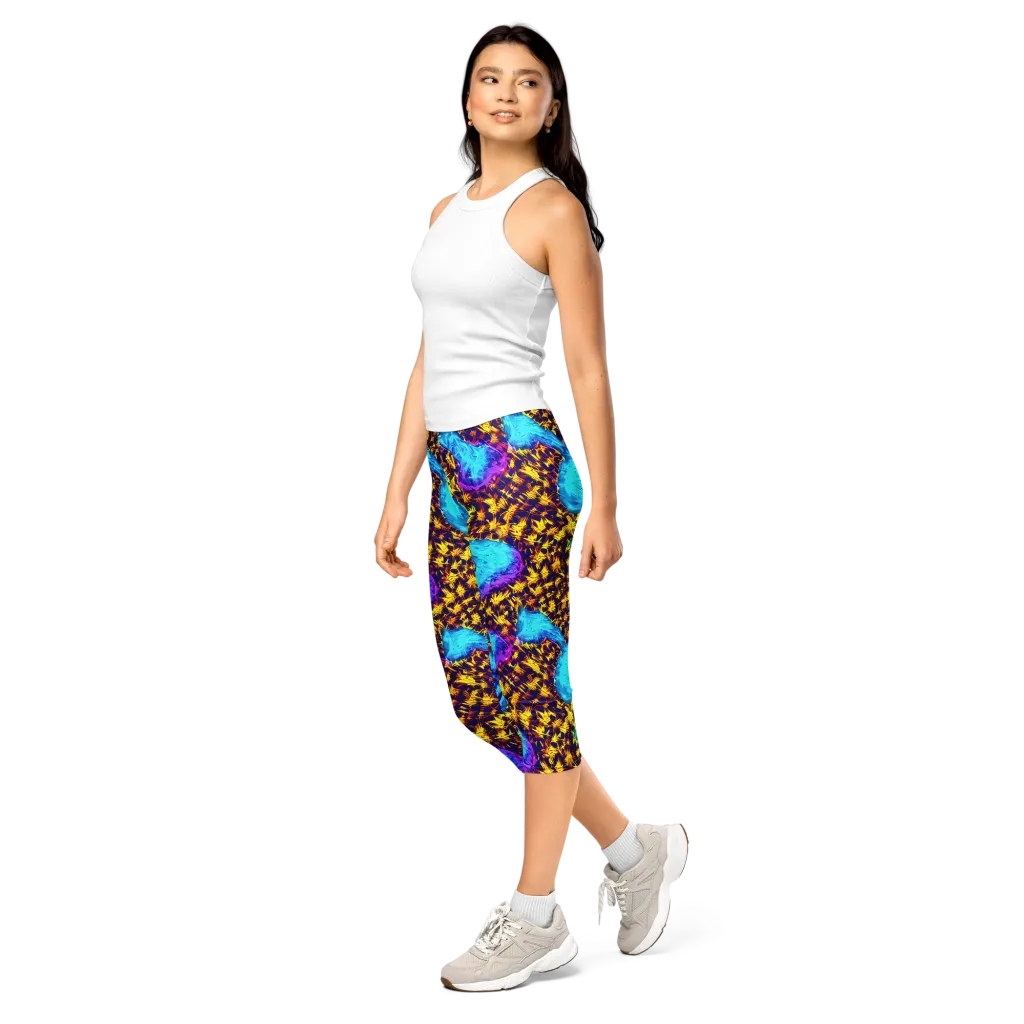 Wildfire Waters on Capri Leggings — Left Front