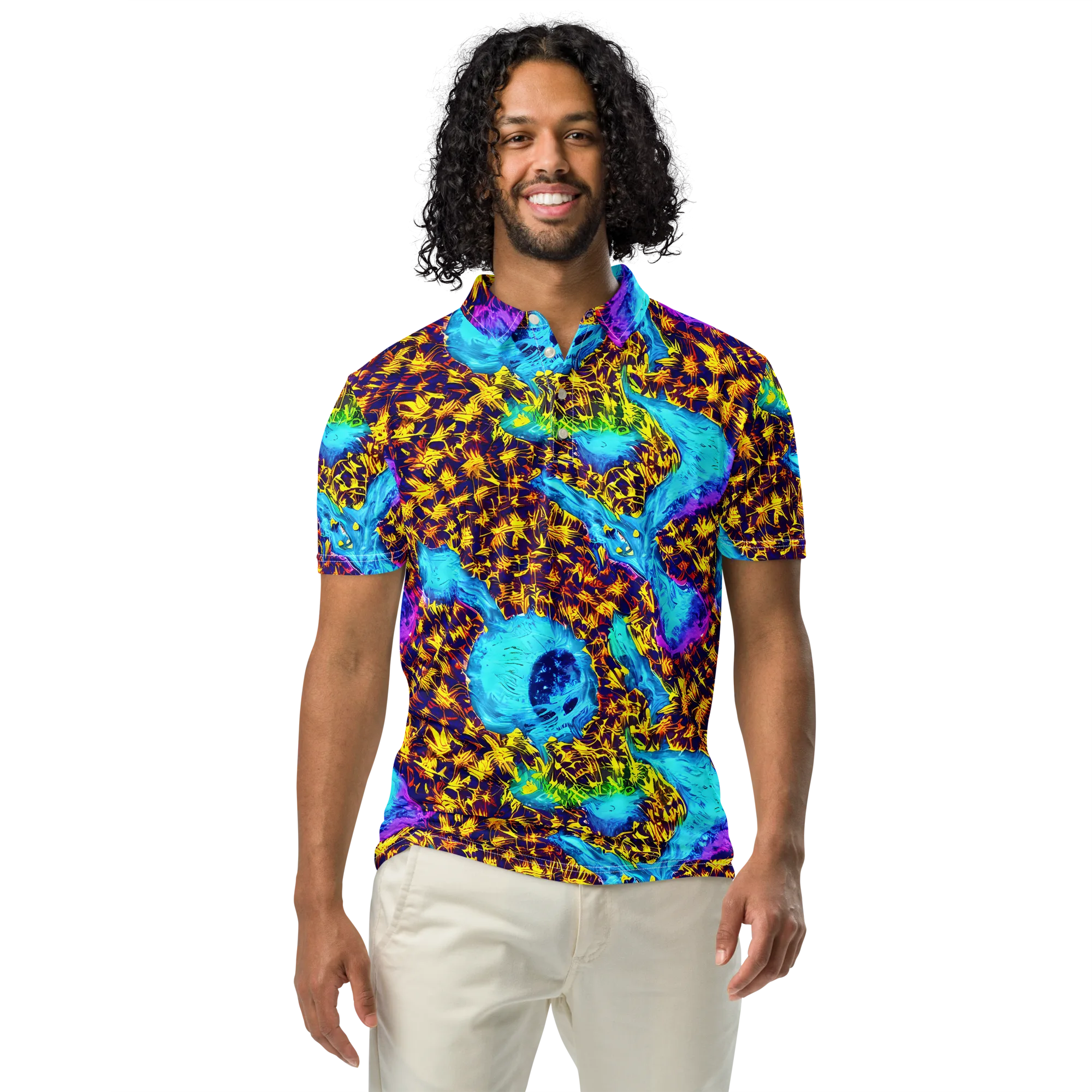 Wildfire Waters on Men's Slim Fit Polo Shirt — Front