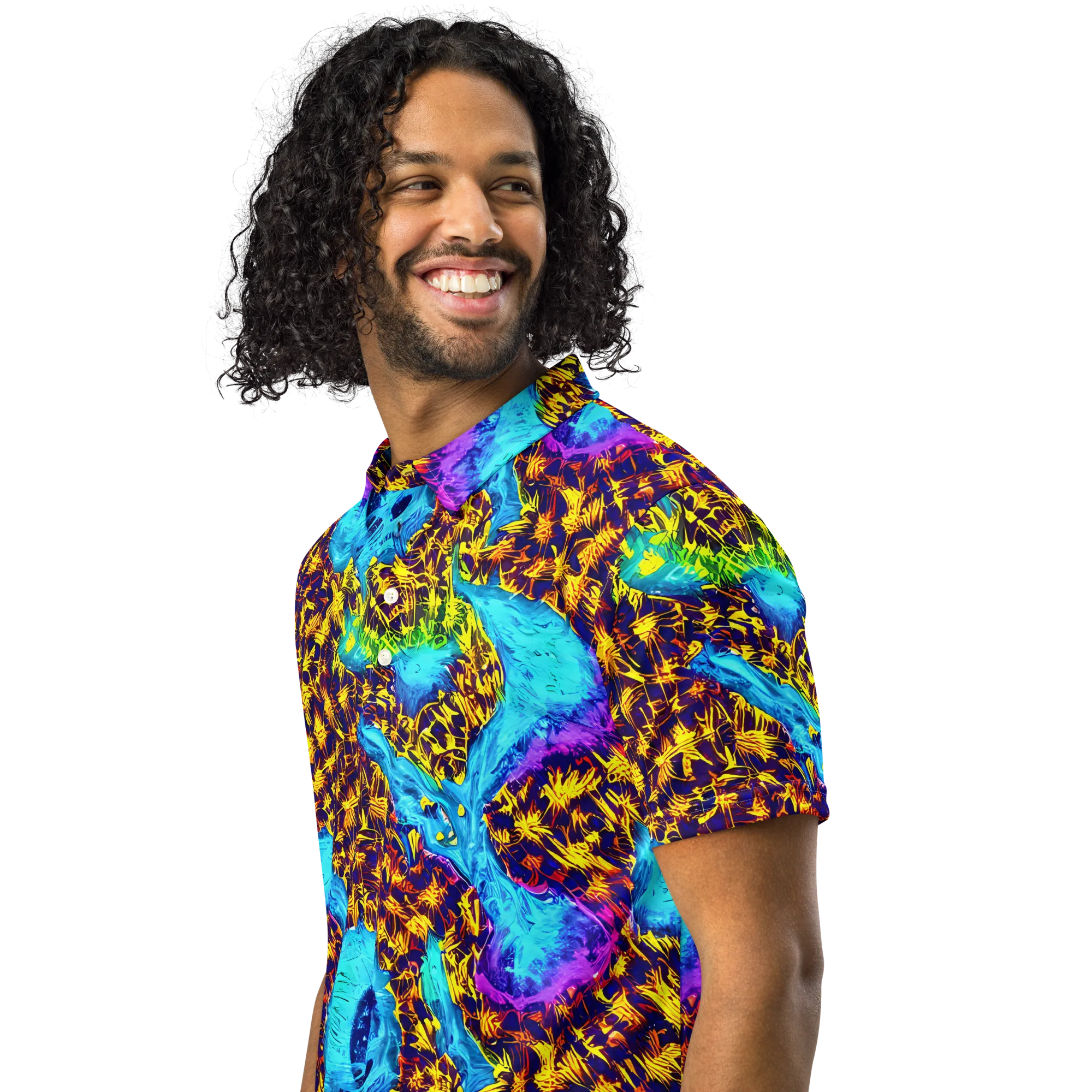 Wildfire Waters on Men's Slim Fit Polo Shirt — Left Front