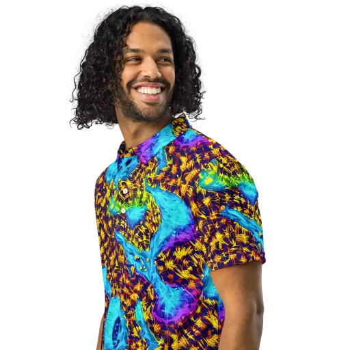 Wildfire Waters on a Men's Slim Fit Polo Shirt