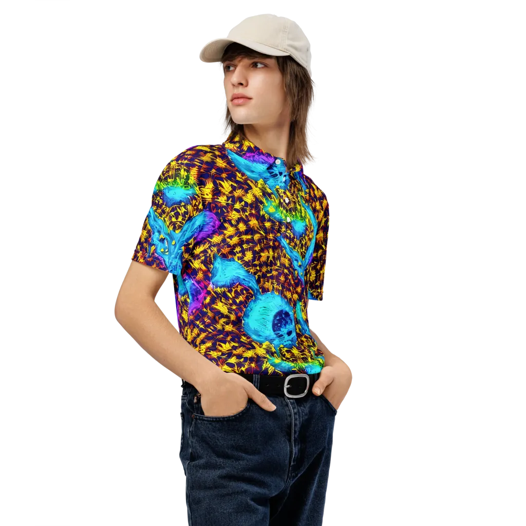 Wildfire Waters on Men's Slim Fit Polo Shirt — Right Front