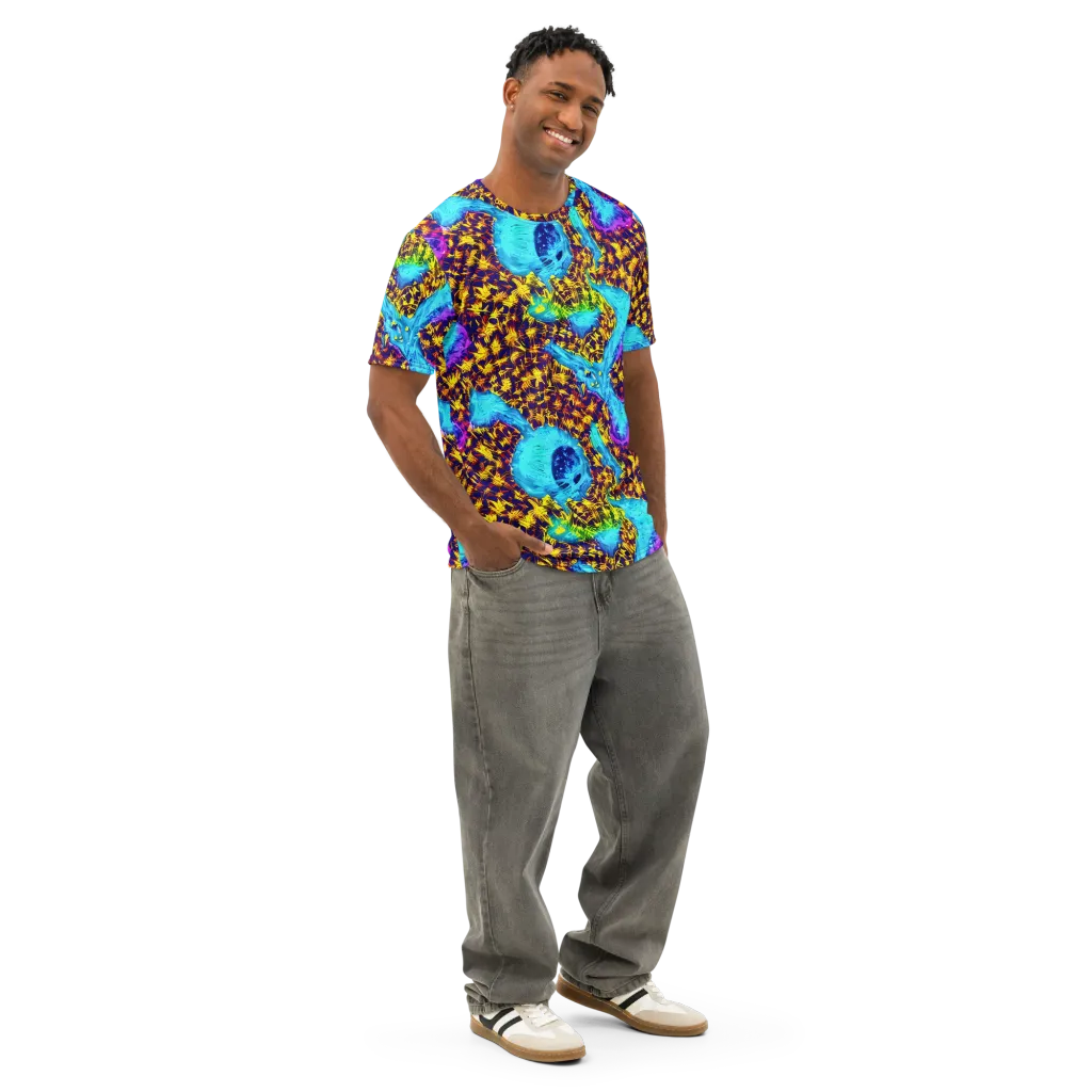 Wildfire Waters on Men's Cotton Crew Neck T-Shirt — Right Front