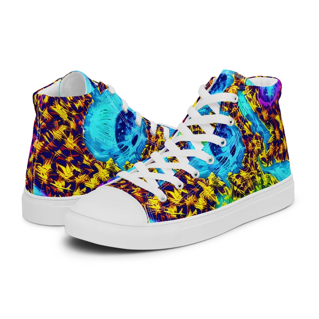 Wildfire Waters on Men's High Top Canvas Shoes — Left