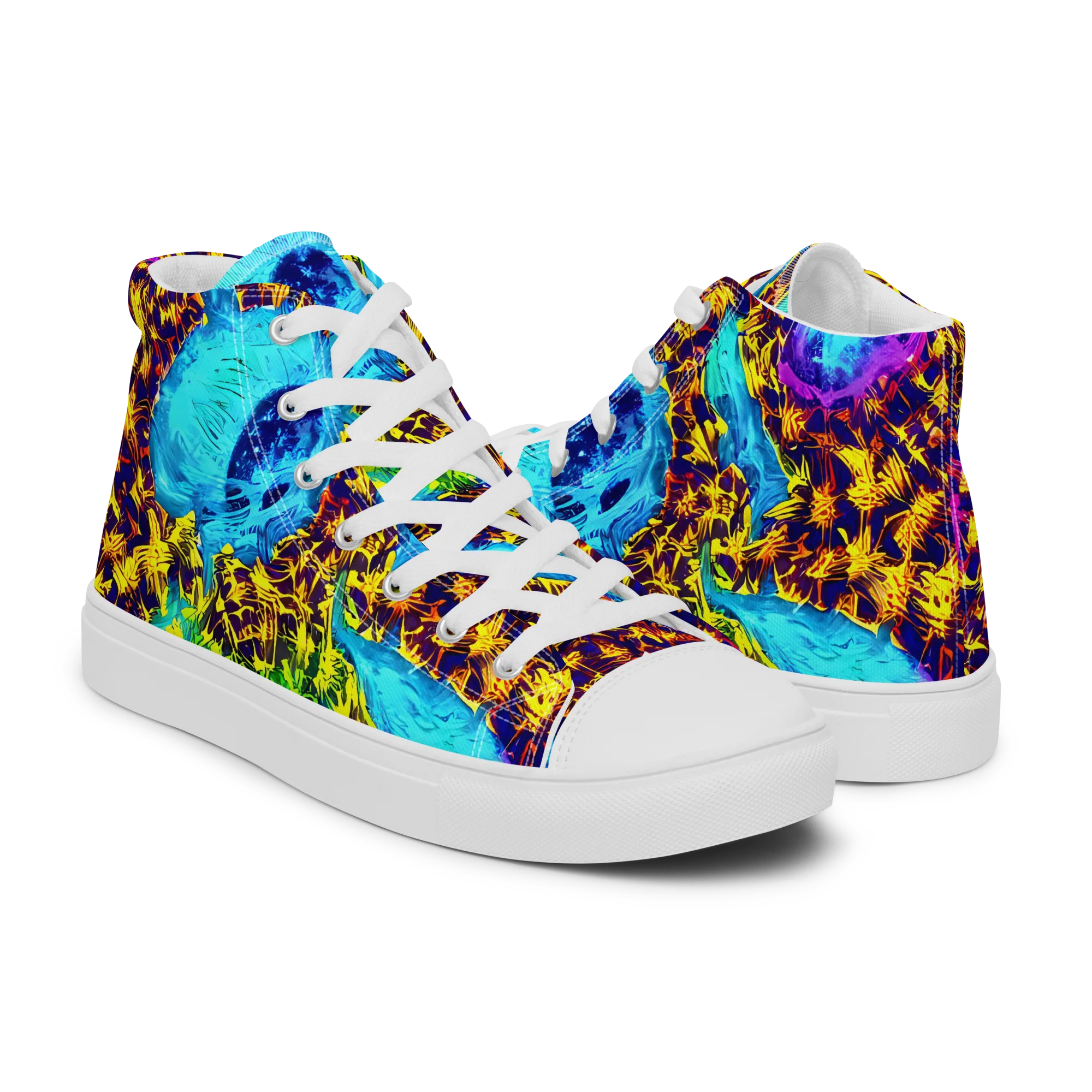 Wildfire Waters on Men's High Top Canvas Shoes — Right