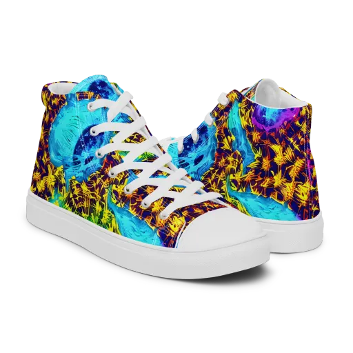 Wildfire Waters on a Men's High Top Canvas Shoes