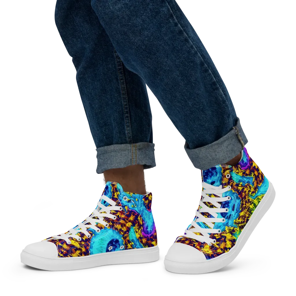Wildfire Waters on Men's High Top Canvas Shoes — Left