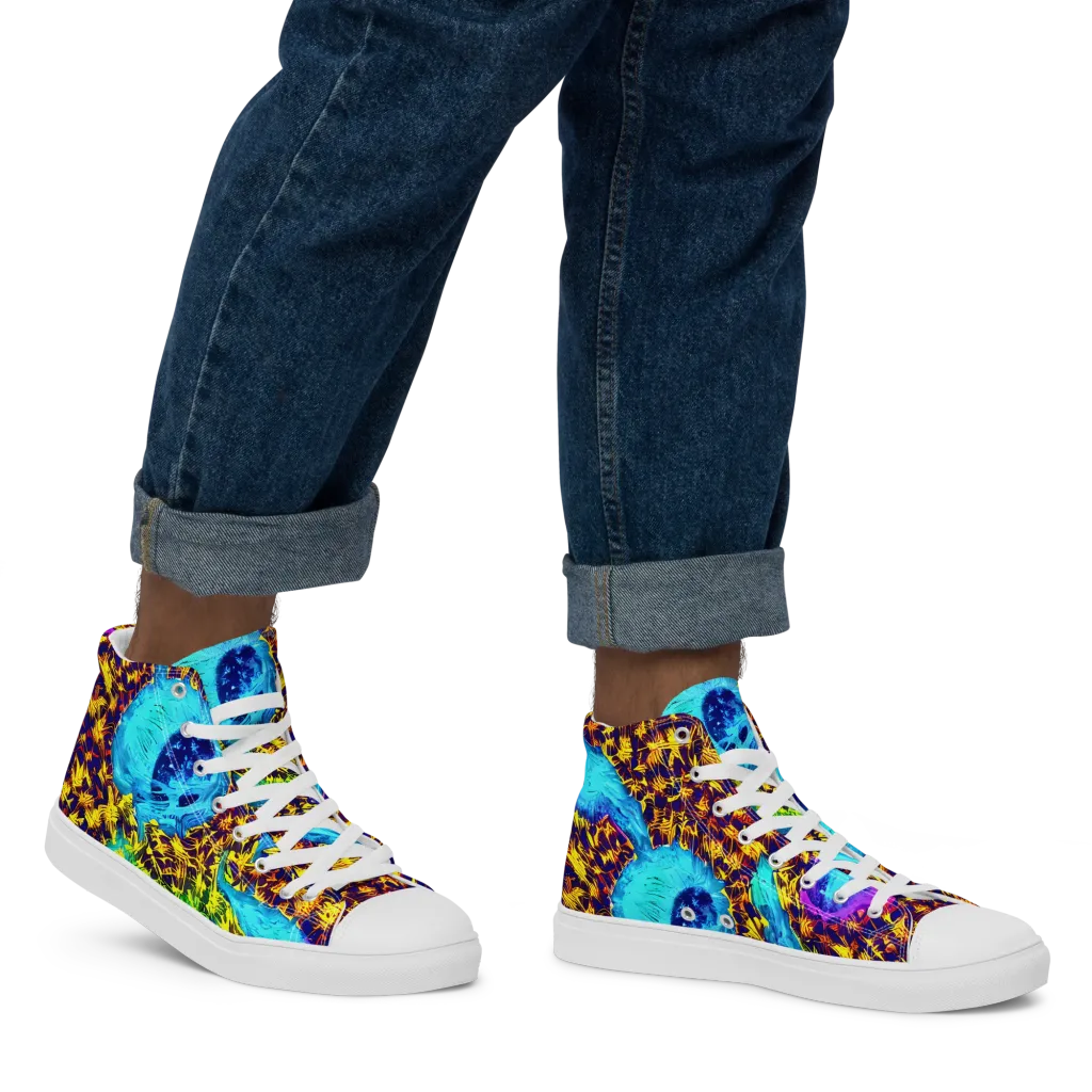 Wildfire Waters on Men's High Top Canvas Shoes — Right