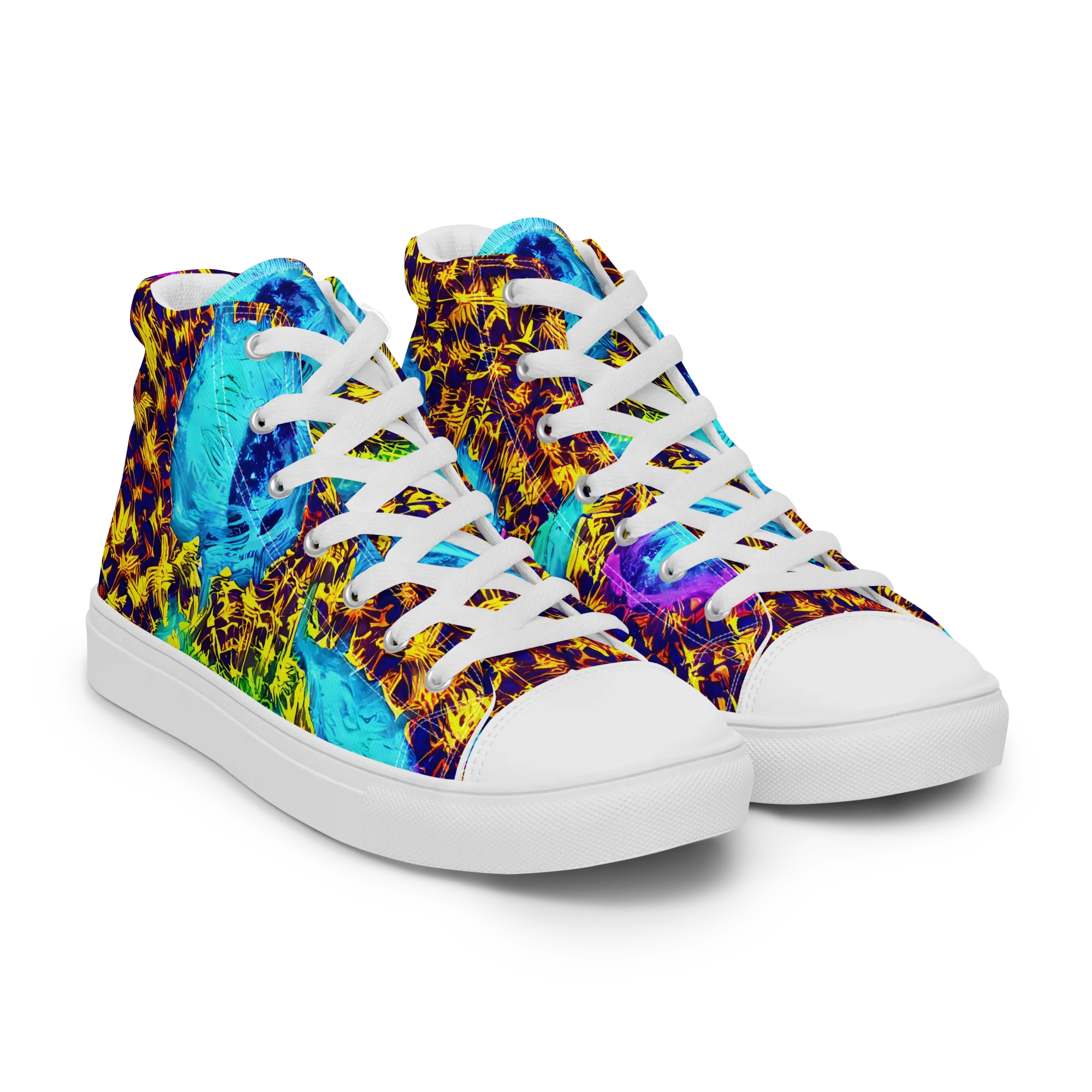 Wildfire Waters on Women's High Top Canvas Shoes — Right Front