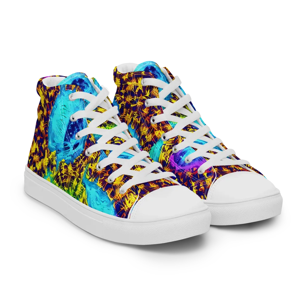 Wildfire Waters on Women's High Top Canvas Shoes — Right Front