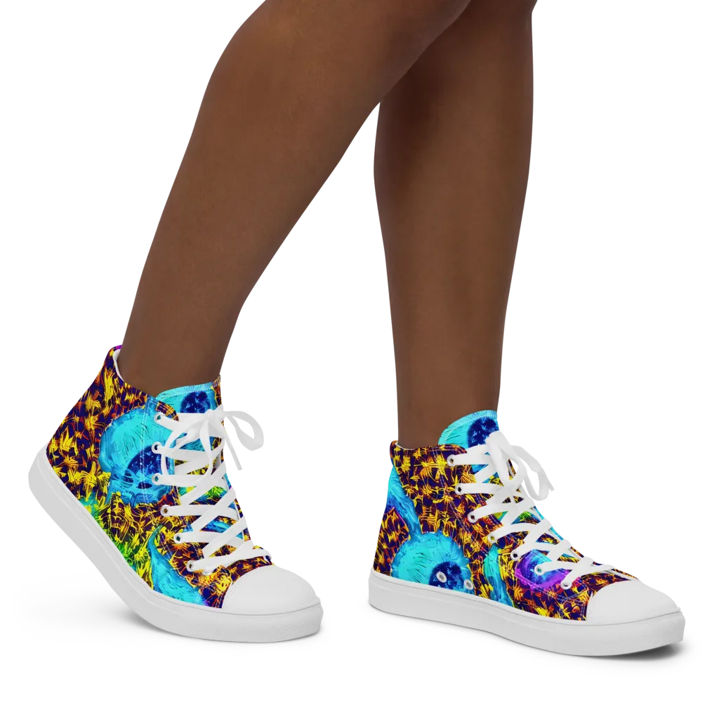 Wildfire Waters on Women's High Top Canvas Shoes — Right