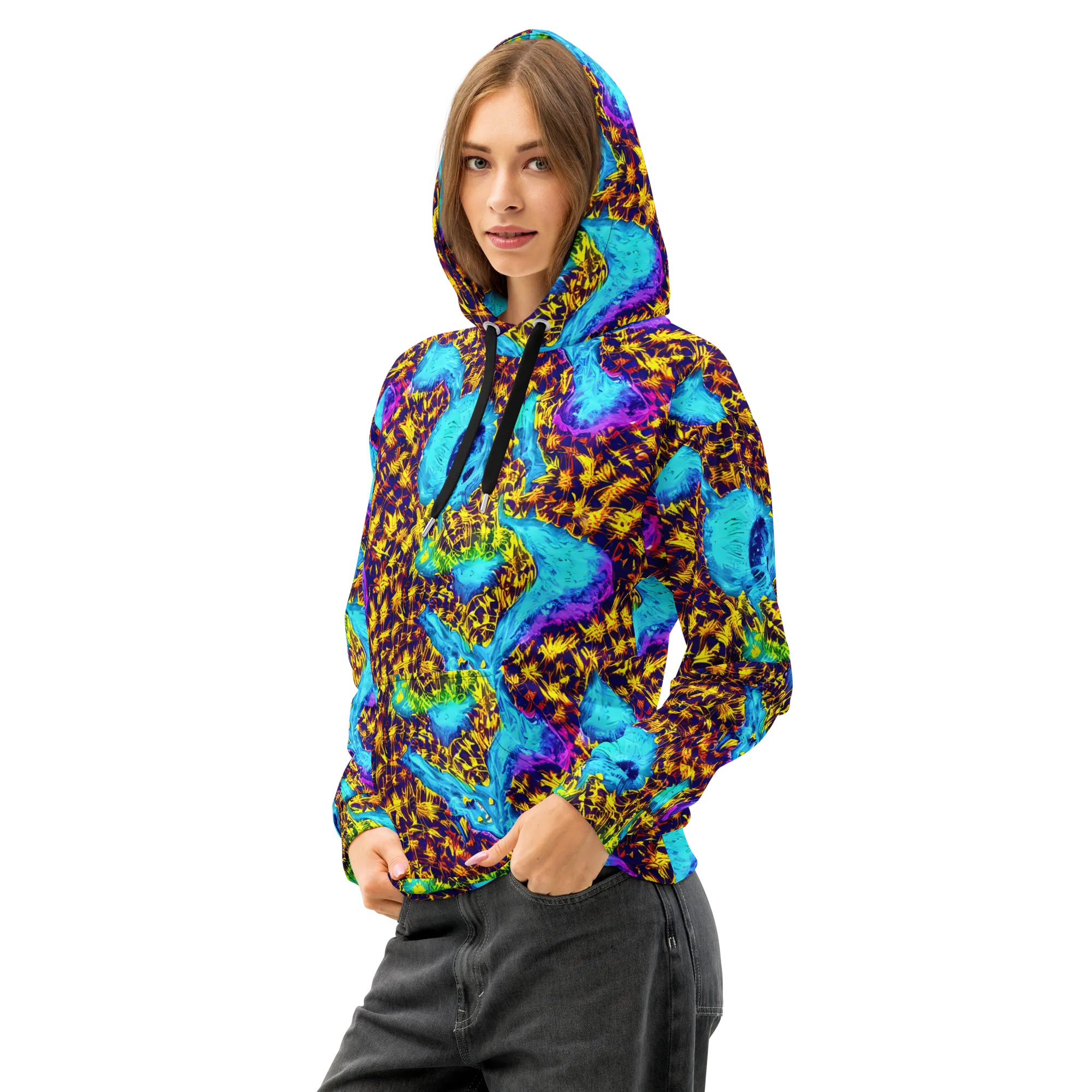 Wildfire Waters on Cotton Hoodie — Left Front