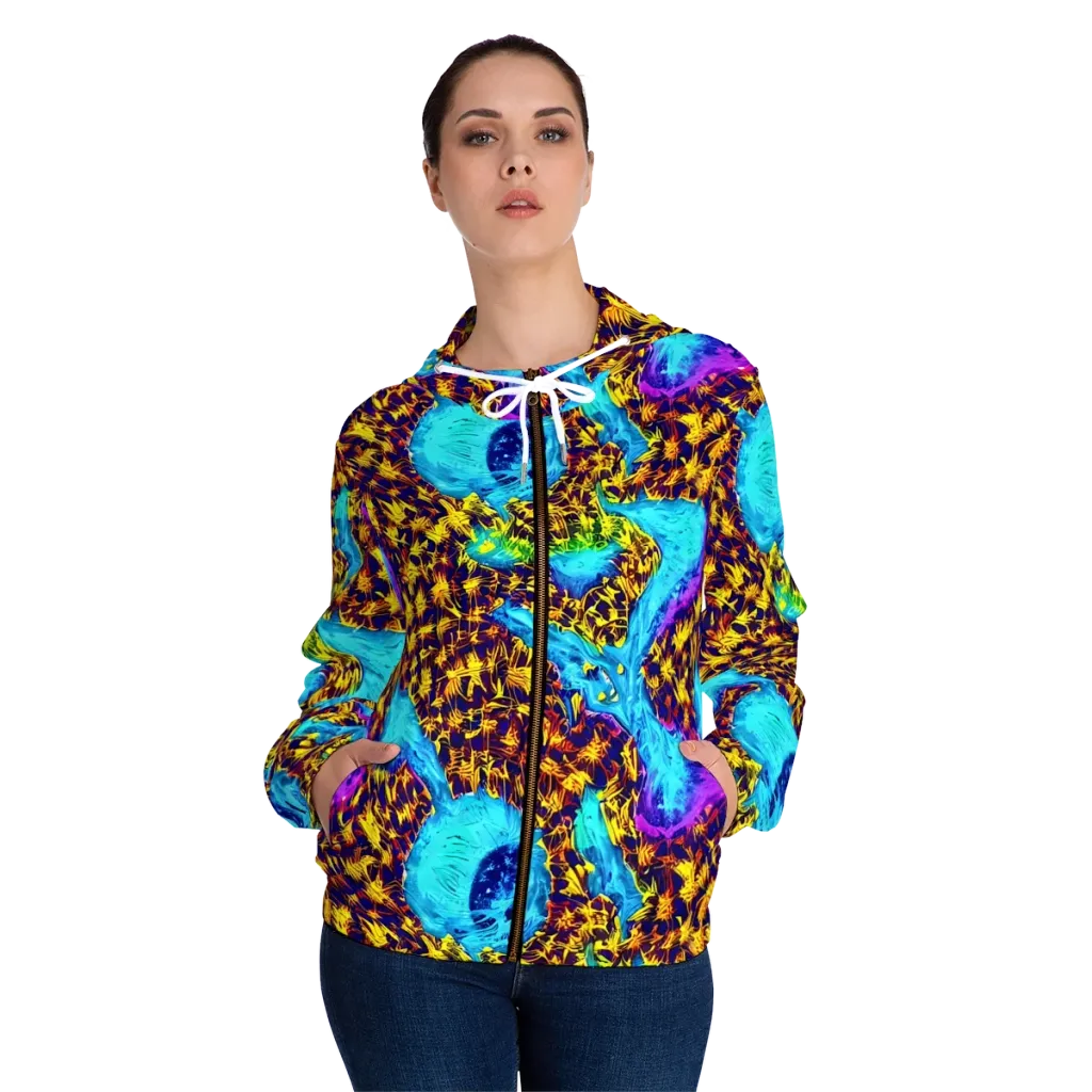 Wildfire Waters on Women's Full-Zip Hoodie — Front On Person