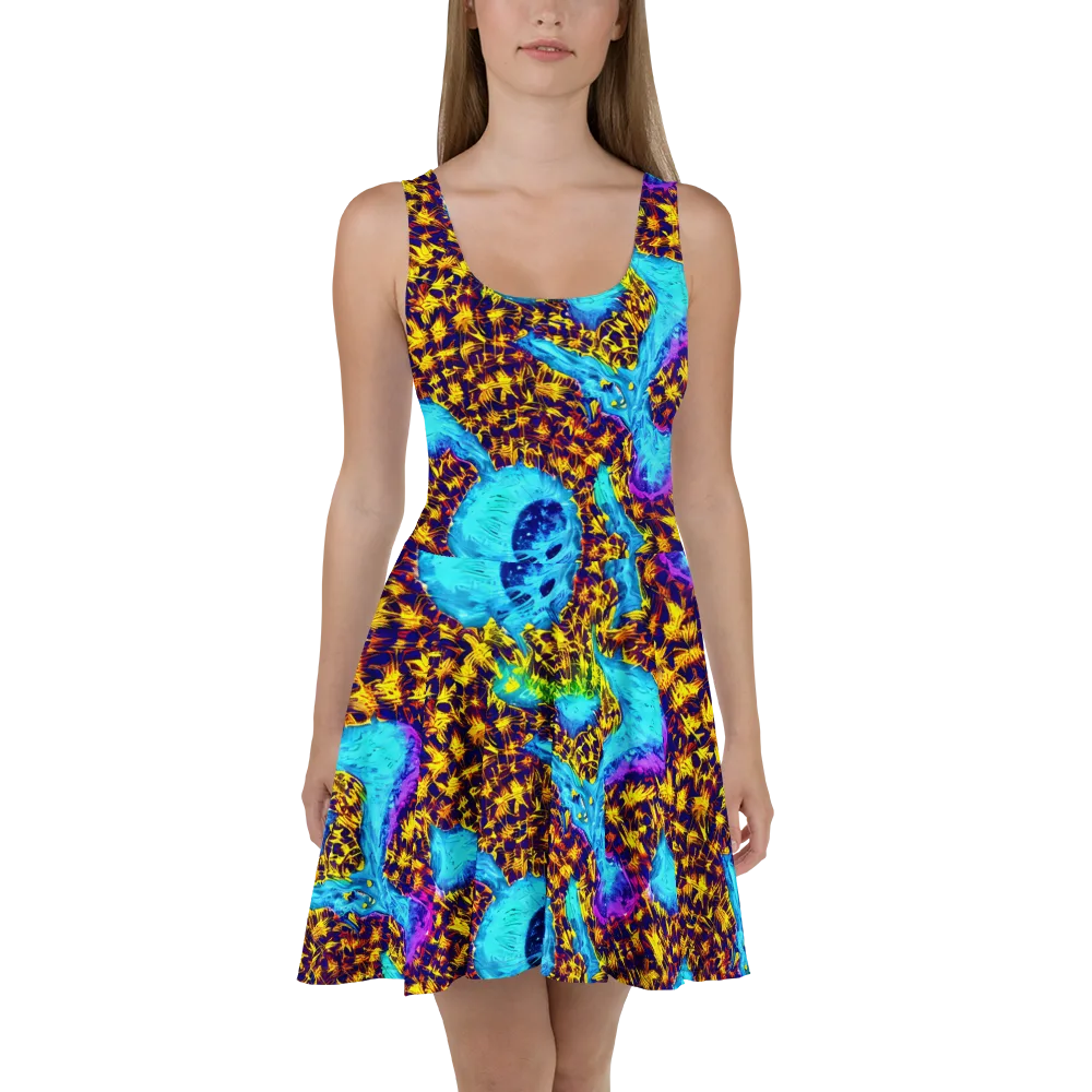 Wildfire Waters on Skater Dress — Front