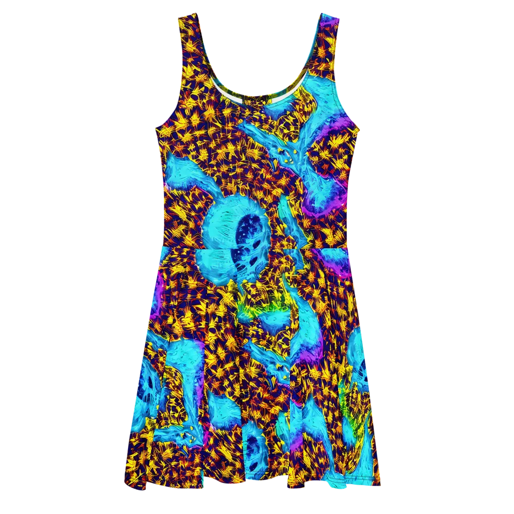 Wildfire Waters on Skater Dress — Front