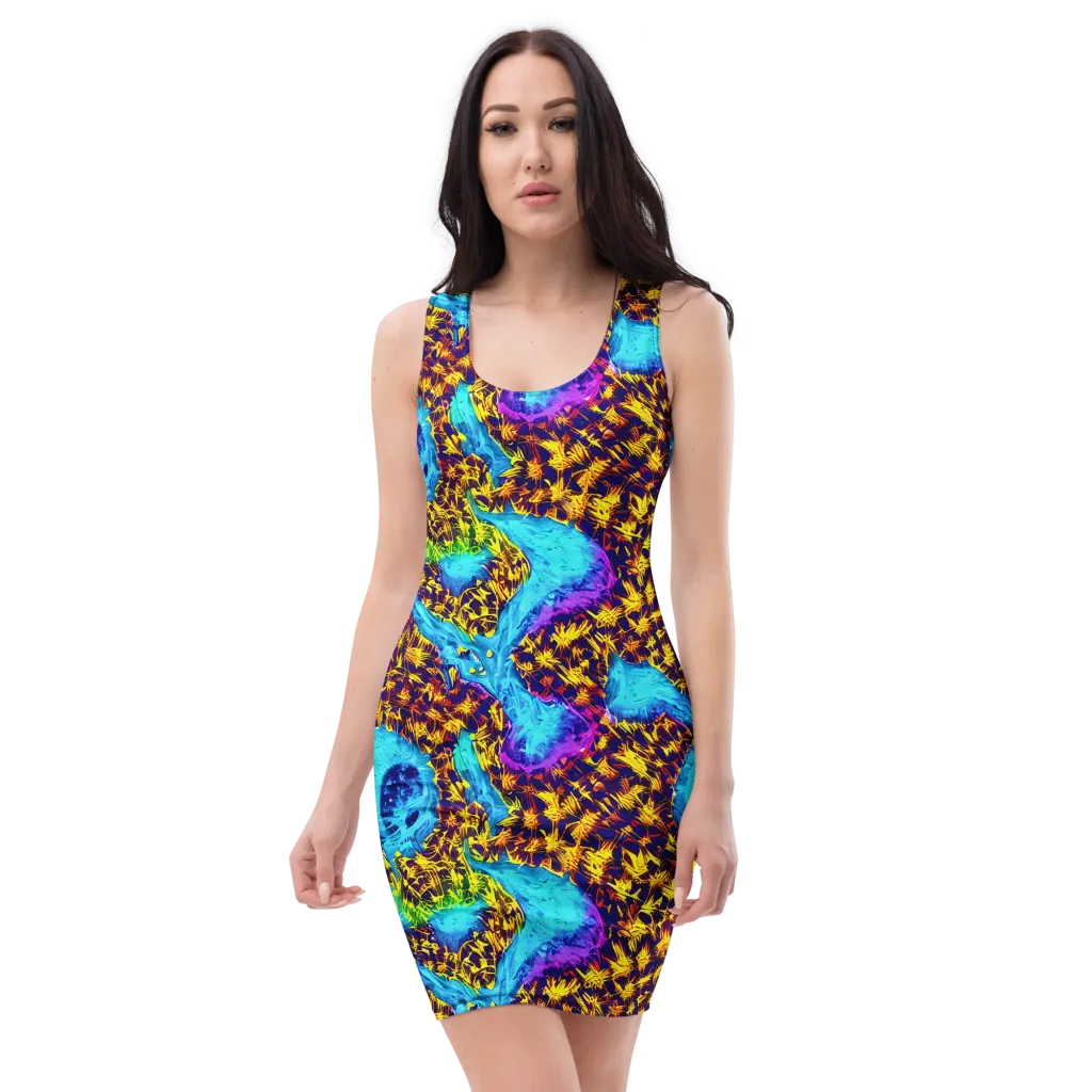 Wildfire Waters on Bodycon Dress — Front