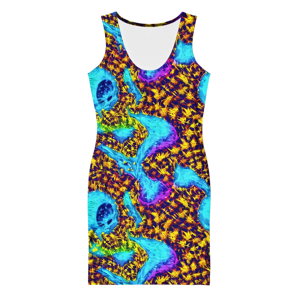 Wildfire Waters on Bodycon Dress — Front