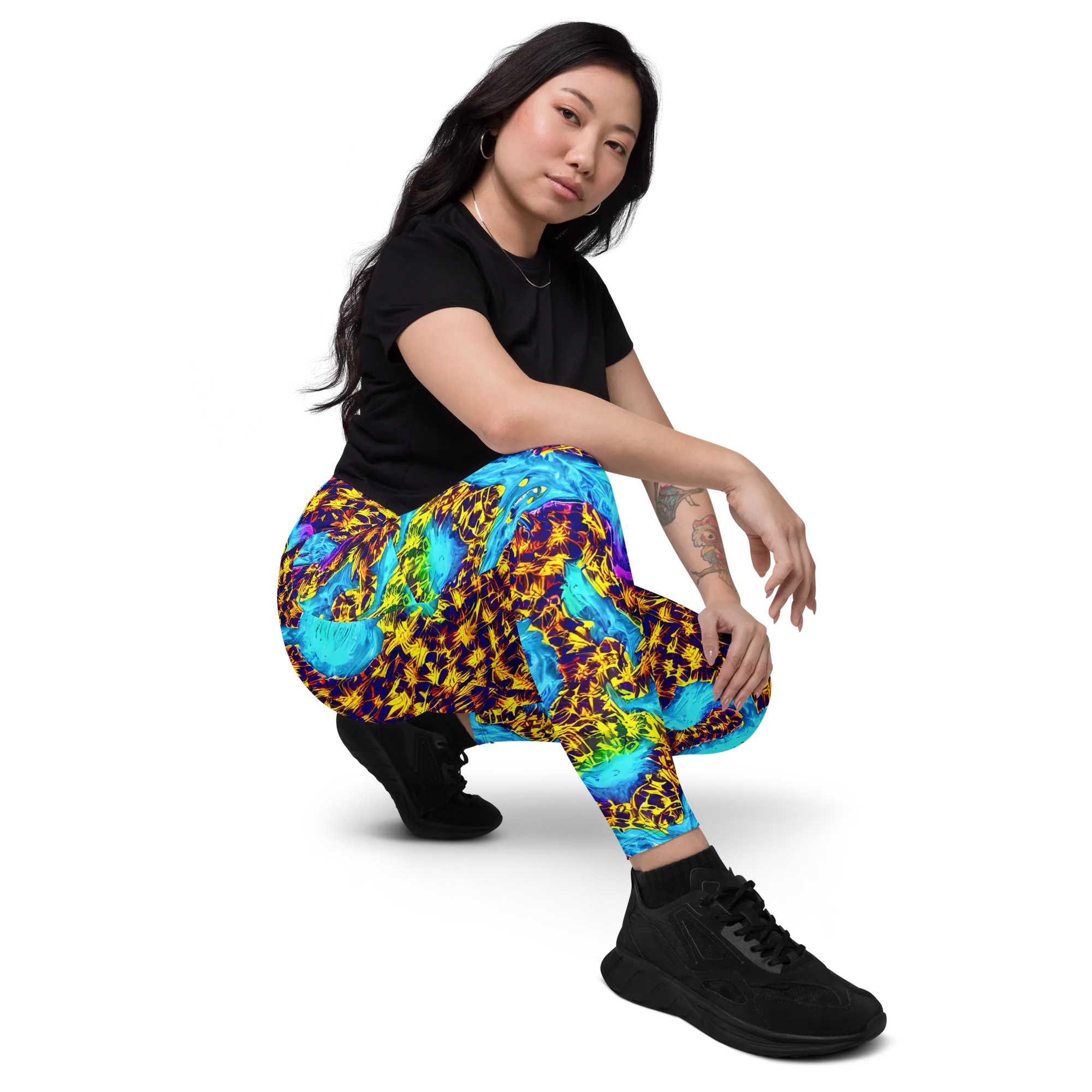 Wildfire Waters on Leggings with Pockets — Right Front