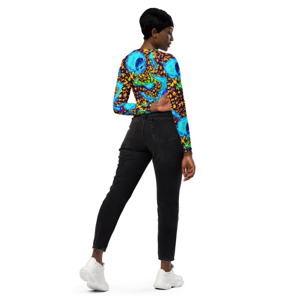 Wildfire Waters on Long Sleeve Crop Top — Right Back