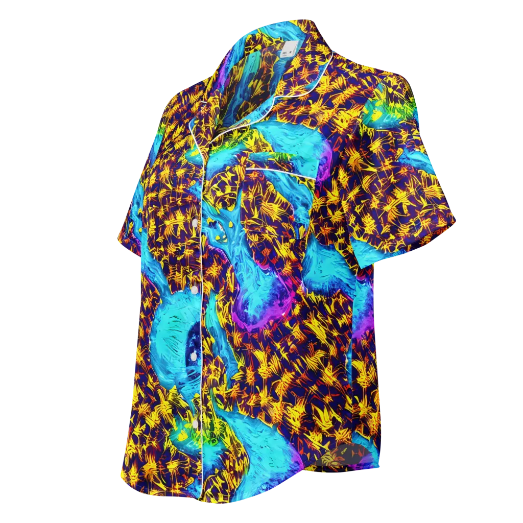 Wildfire Waters on Women's Short Sleeve Pajama Top — Left Front