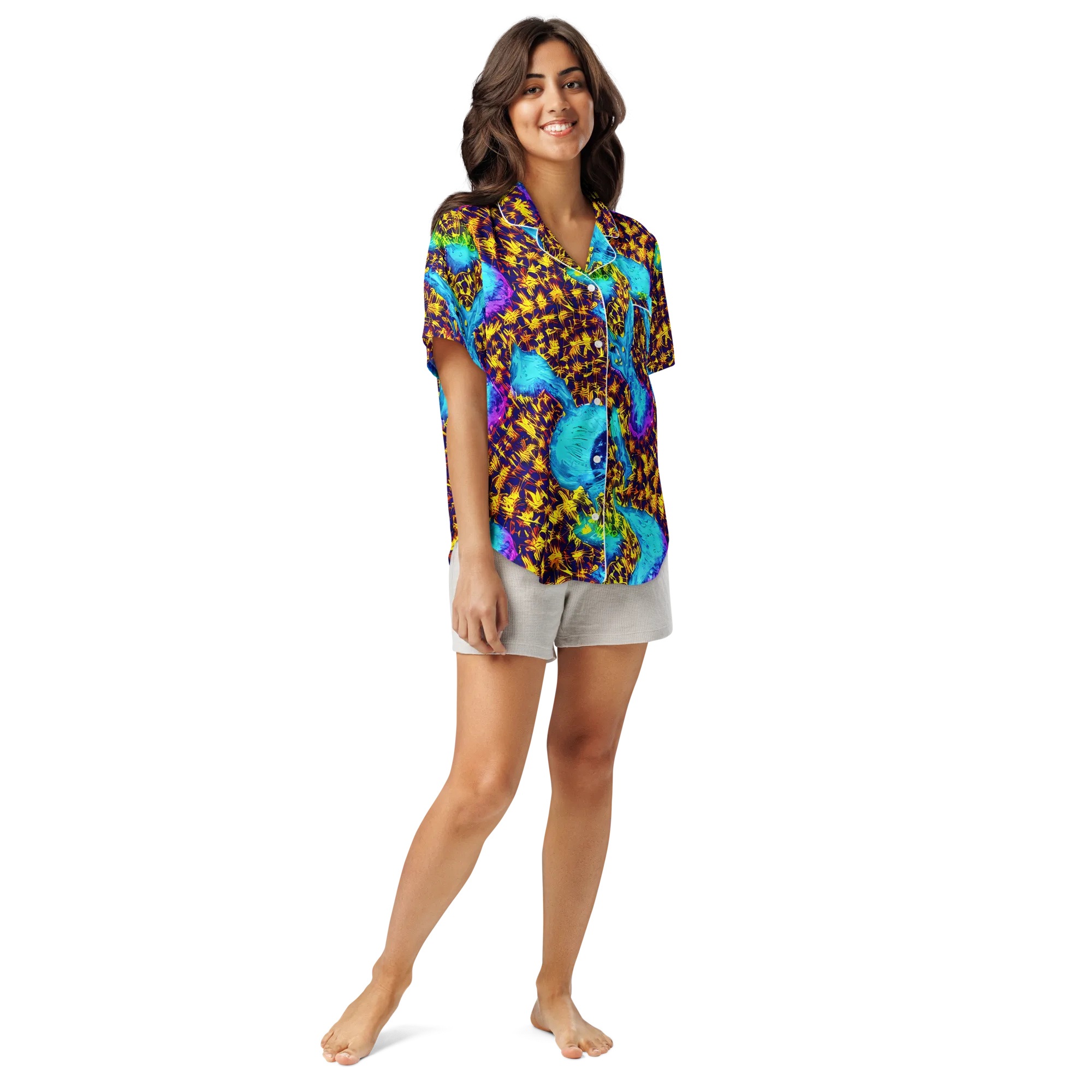Wildfire Waters on Women's Short Sleeve Pajama Top — Front