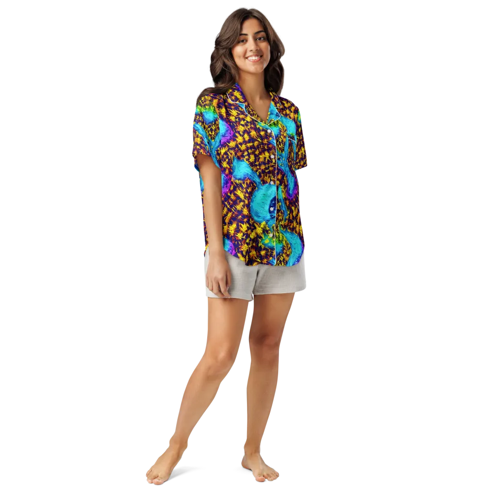 Wildfire Waters on Women's Short Sleeve Pajama Top — Front