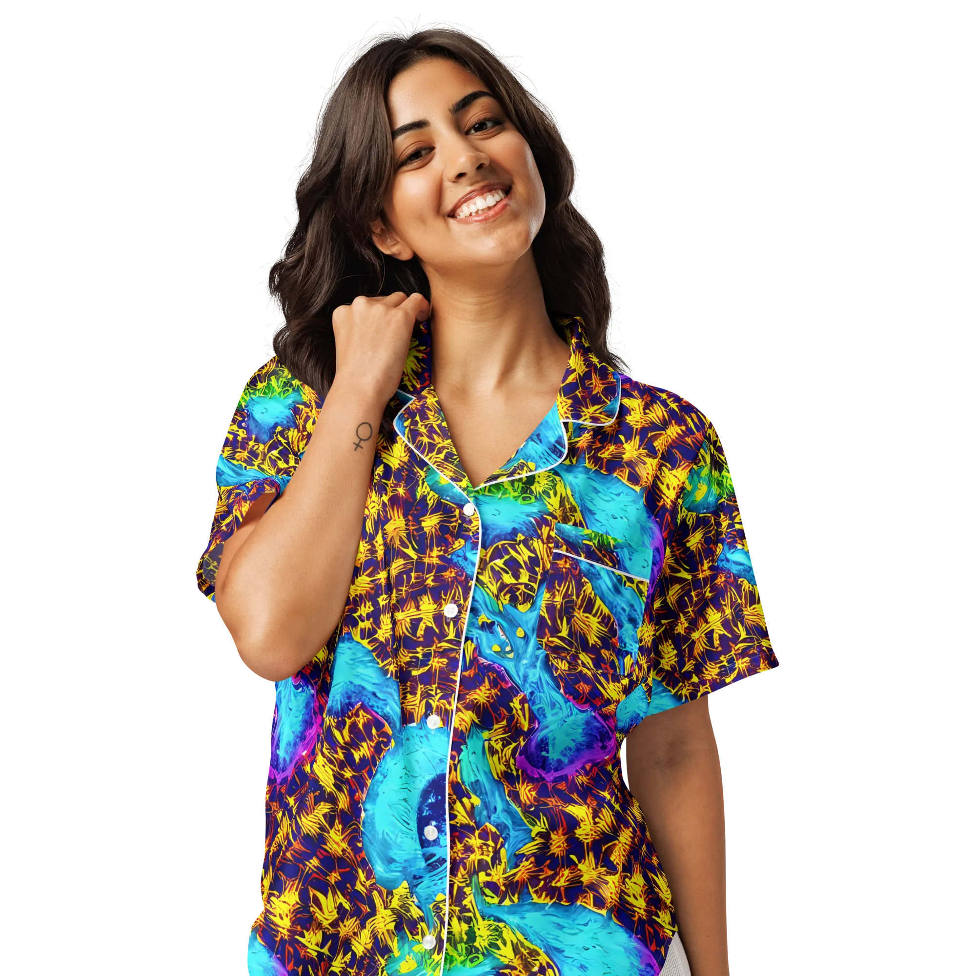 Wildfire Waters on Women's Short Sleeve Pajama Top — Front