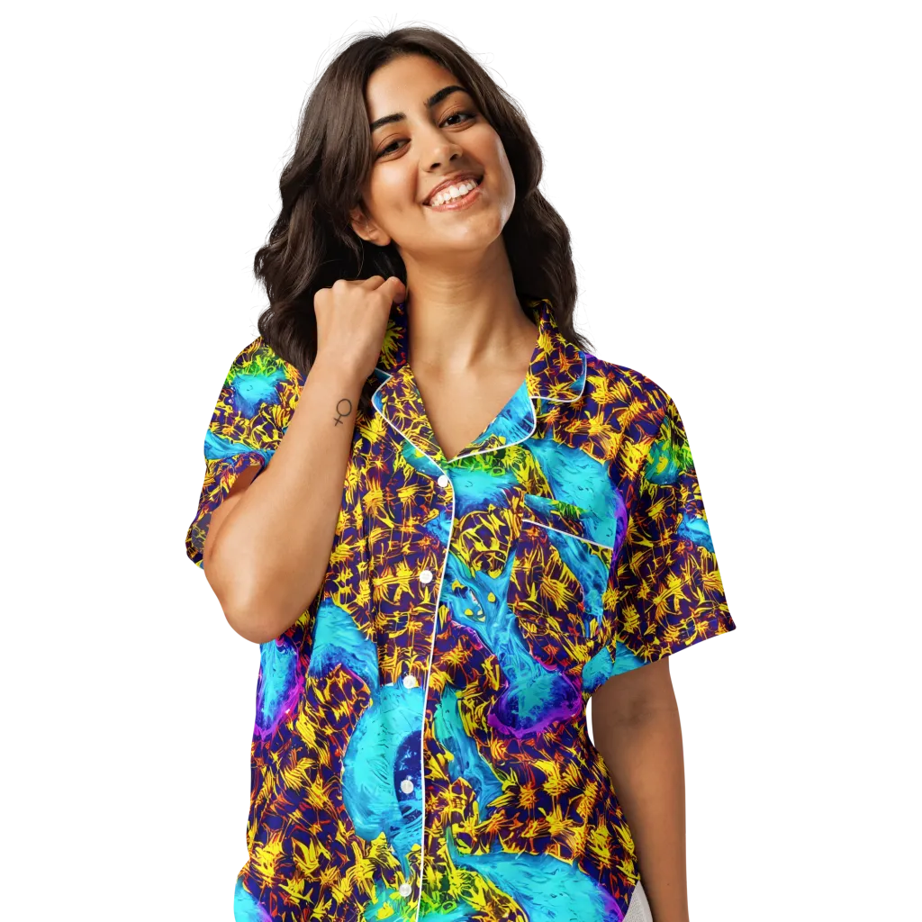Wildfire Waters on Women's Short Sleeve Pajama Top — Front